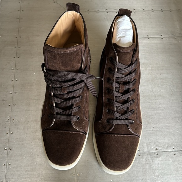 Christian Louboutin Louis orlato flat dark brown cosme suede high top sz 43.5 main image 8